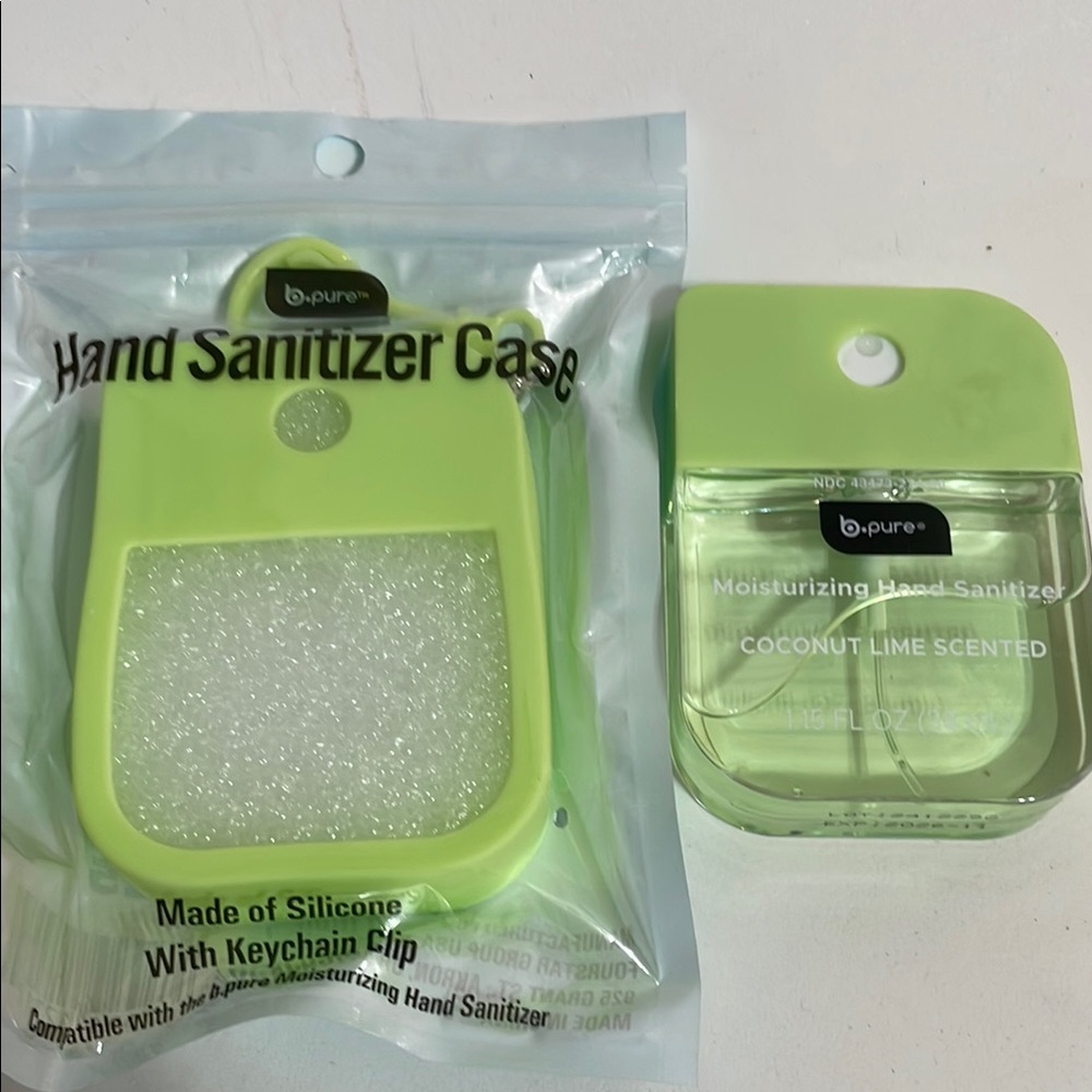 Green Hand Sanitizer Case with Keychain Clip